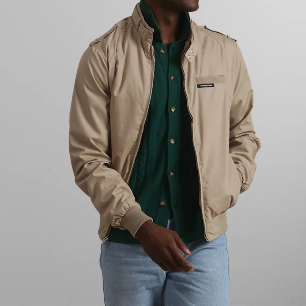 Members Only Tan Racer Classic Bombers Jacket Size 42
